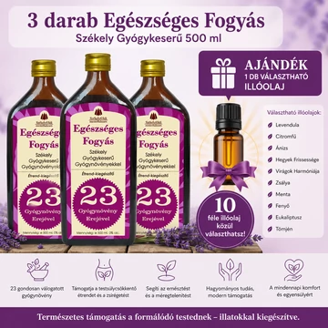 3 darab – Egészséges Fogyás – Székely Gyógykeserű - VÁLASZTHATÓ ILLÓOLAJJAL