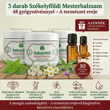 3 darab - Székelyföldi Mesterbalzsam 48 féle gyógynövényből – Választható Illóolajjal