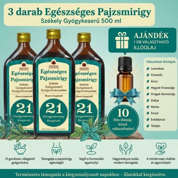 3 darab Egészséges Pajzsmirigy – Székely Gyógykeserű – VÁLASZTHATÓ ILLÓOLAJJAL