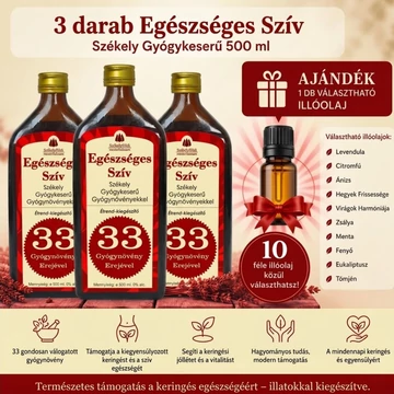 3 darab Egészséges Szív - Székely Gyógykeserű - VÁLASZTHATÓ ILLÓOLAJJAL