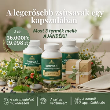 3 darab Székelyföldi Patikárium Omega-3 Halolaj 1200 mg + E-vitamin – 100 db lágyzselatin kapszula + Ajándék