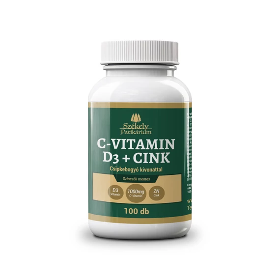 Székely Patikárium C-Vitamin 1000 mg + D3 + Cink + Csipkebogyó – 100 db
