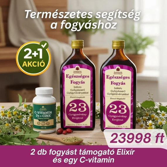 2+1 Egészséges Fogyás - Székely gyógykeserű + C-Vitamin 1000 mg + D3 + Cink + Csipkebogyó – 100 db