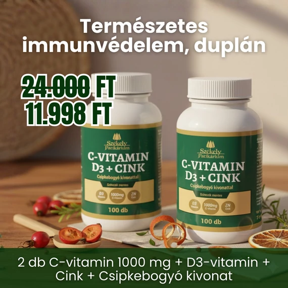 2 db Székely Patikárium C-Vitamin 1000 mg + D3 + Cink + Csipkebogyó – 100 db