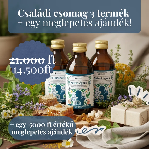 3 darab NaturLégzés Családi Csomag– természetes köhögéscsillapító szirup (250 ml)